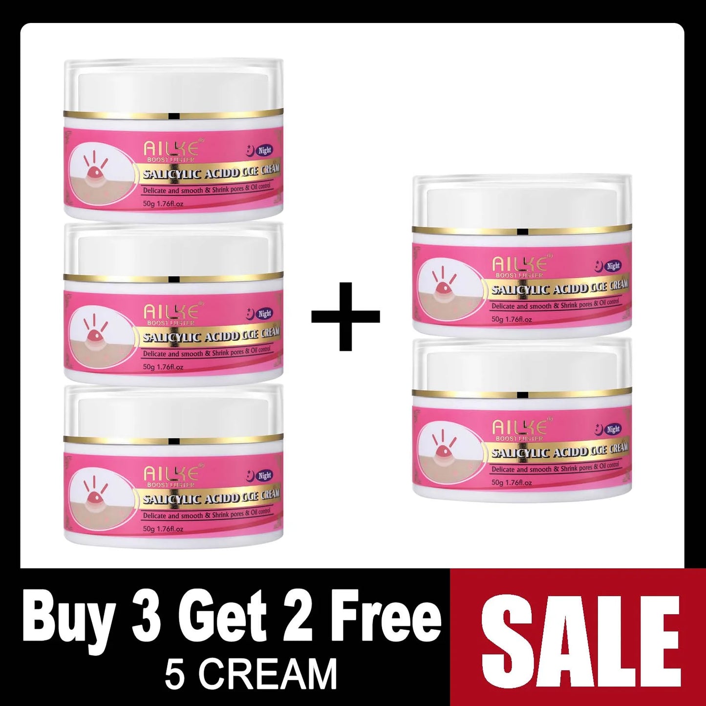 AILKE Akne-Gesichtscreme, aufhellend, reinigt die Haut, reduziert Mitesser und Pigmentflecken, für Frauen und Männer, 50 ml