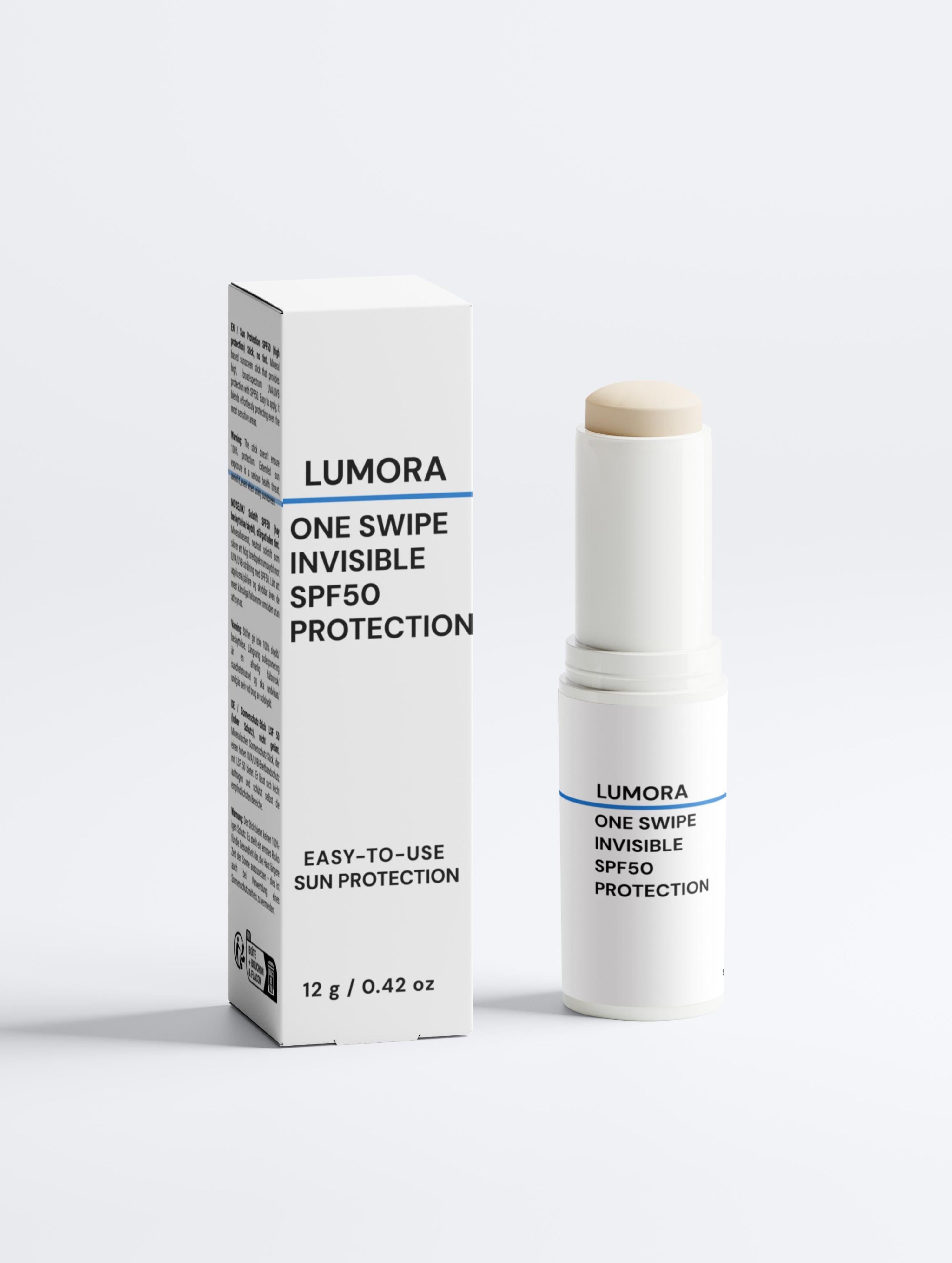 Lumora One Swipe Invisible SPF50 Sonnenschutz-Stick – Unsichtbarer UV-Schutz