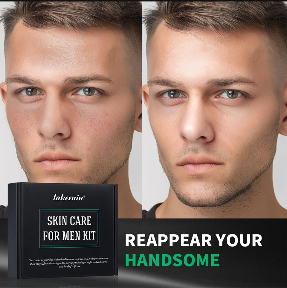 Hautpflegeset für Männer – 3-in-1-Set mit Gesichtswäsche, Feuchtigkeitscreme und Augencreme, täglicher Anti-Aging- und Ölkontroll-Gesichtsbehandlung