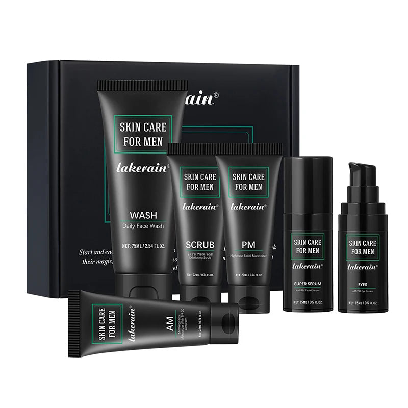 Hautpflegeset für Männer – 3-in-1-Set mit Gesichtswäsche, Feuchtigkeitscreme und Augencreme, täglicher Anti-Aging- und Ölkontroll-Gesichtsbehandlung