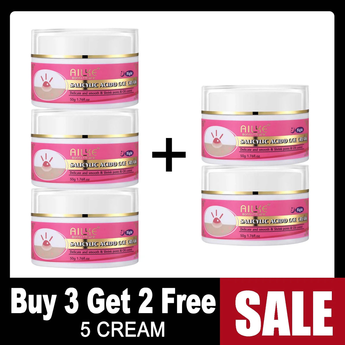 AILKE Akne-Gesichtscreme, aufhellend, reinigt die Haut, reduziert Mitesser und Pigmentflecken, für Frauen und Männer, 50 ml